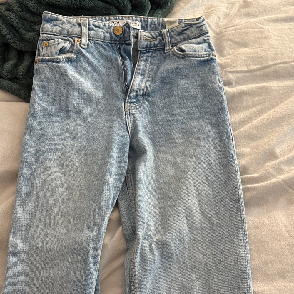 Zara Sky Blue Straight Leg Jeans